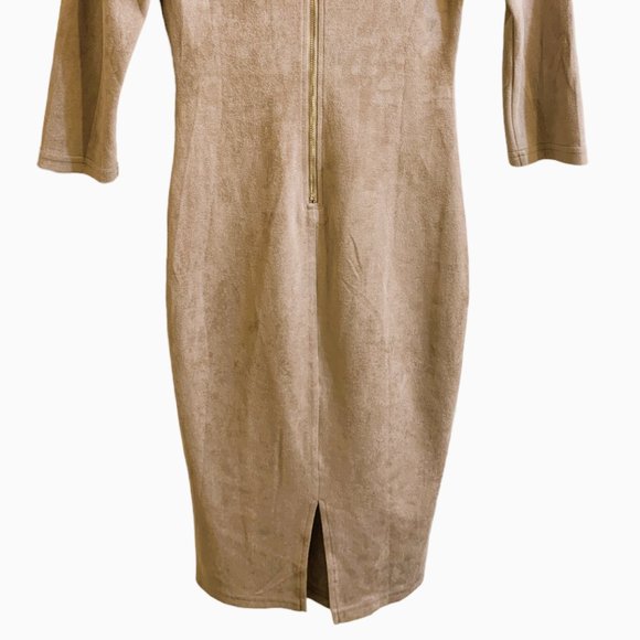 Akira Chicago Deep V-neck Faux Suede Dress - Picture 6 of 8